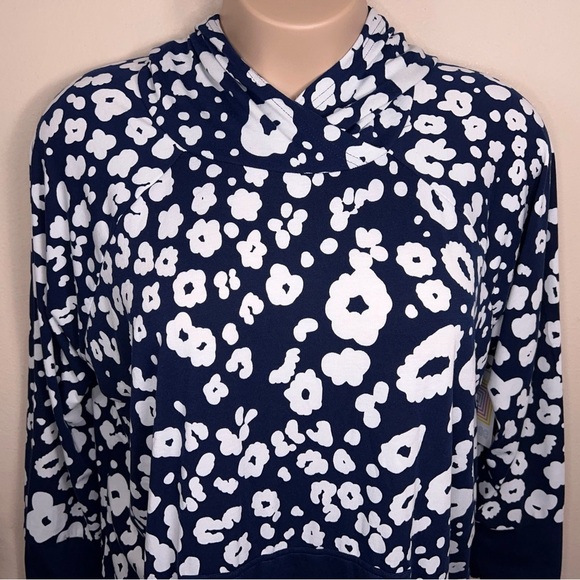 NEW 3XL Lularoe Amber Hoodie Blue White Floral Leopard Print Casual Comfortable - Picture 15 of 15